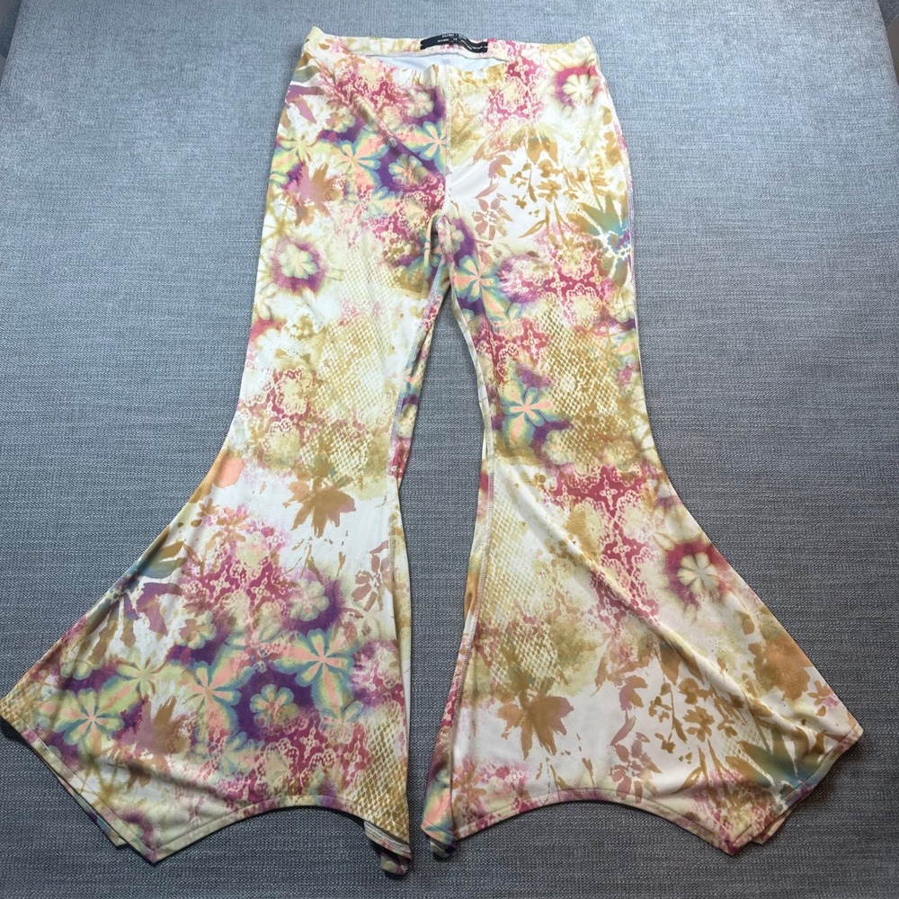 Silence + Noise Flared Leggings Womens L Multicolor Mixed Print‎ Flare